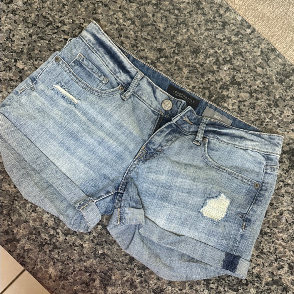Aeropostale Faded Blue Denim Shorts
